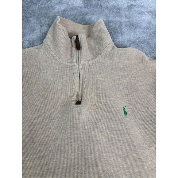 Polo Ralph Lauren 1/4 Zip Pullover Sweater Men's Size Large Beige - Picture 3 of 10
